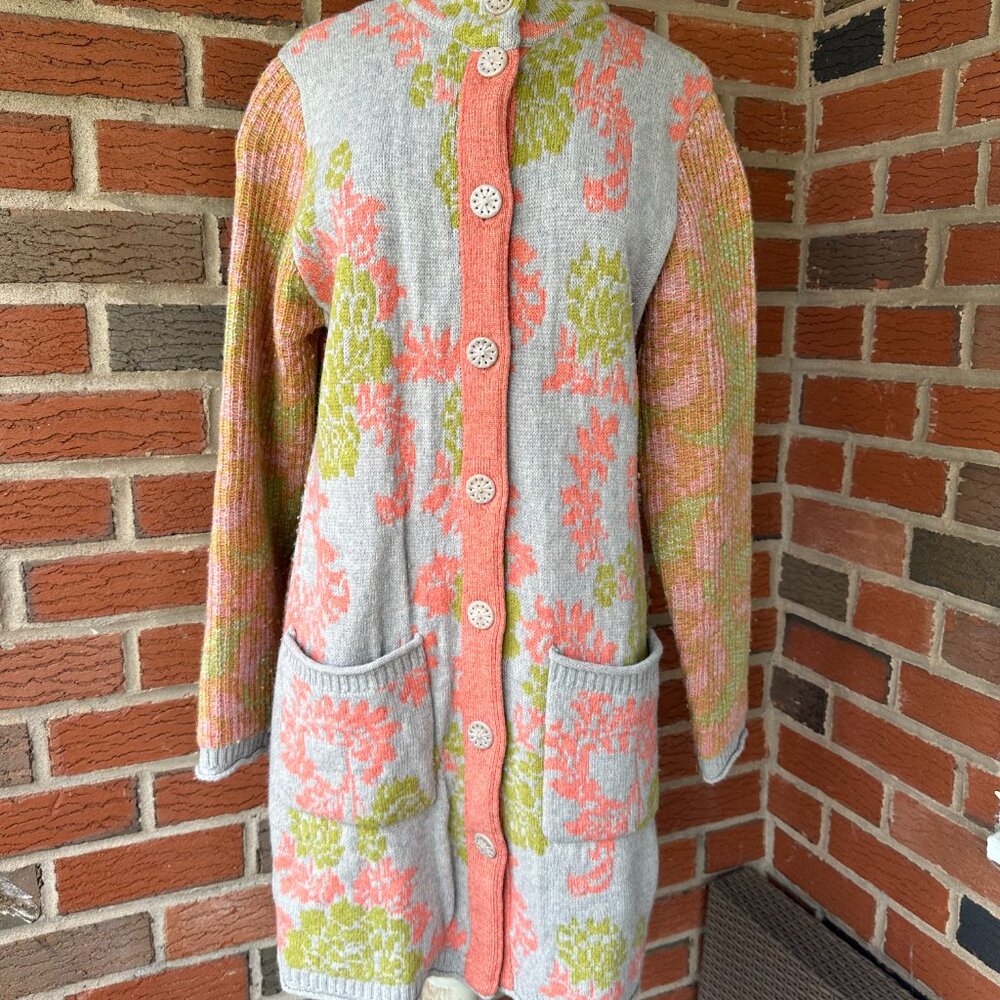 Sundance Lambswool Long Line Cardigan Medium, Chunky Knit Button Front Sweater